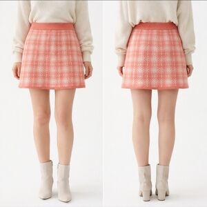 Primark Coral Plaid Mini Skirt